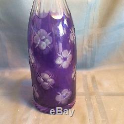Purple cut Crystal Cased Glass Decanter, purple cut to clear
