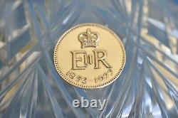 QUEEN ELIZABETH 1977 ER Jubilee Crown Sterling Silver Cut Glass Whiskey Decanter