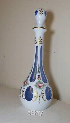 Quality antique white cut to clear Czech Bohemian crystal glass decanter bottle
