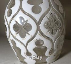 Quality antique white cut to clear Czech Bohemian crystal glass decanter bottle