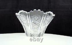 Queen Lace Variant Bohemian Czech Cut Lead Crystal Scalloped 6 1/8 Flared Vase