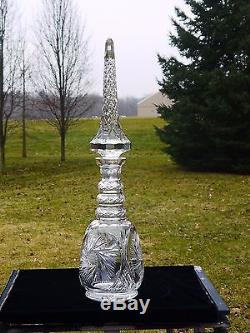RARE! 27+ Tall Crystal Glass Art Hand Made Hand Cut Decanter