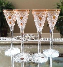 RARE Antique BACCARAT Orange Cut to Clear Crystal Decanter & Cordials, EXCELLENT