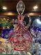 Rare Antique Czech Bohemian Cranberry Red Instalgia Cut Roses Crystal Decanter