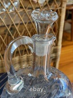 RARE Antique Engraved Whiskey Decanter & Stopper Glass Bottle Early American