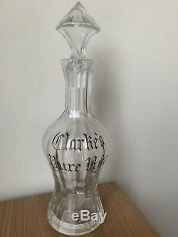 RARE CLARKES PURE RYE WHISKEY Decanter Bottle Cut Glass Gold Leaf