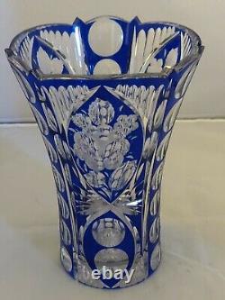 RARE Elegant Crystal Cobalt Hand Cut Glass Vase