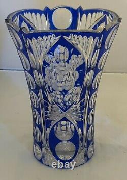 RARE Elegant Crystal Cobalt Hand Cut Glass Vase