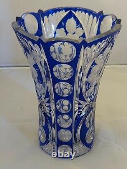 RARE Elegant Crystal Cobalt Hand Cut Glass Vase