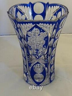 RARE Elegant Crystal Cobalt Hand Cut Glass Vase