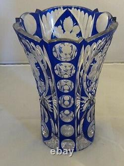 RARE Elegant Crystal Cobalt Hand Cut Glass Vase