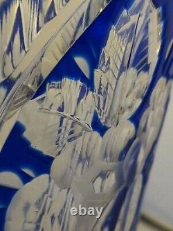 RARE Elegant Crystal Cobalt Hand Cut Glass Vase