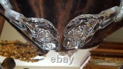 RARE PAIR American Brilliant FOOTED CUT GLASS Crystal Decanters TEARDROP STOPPER