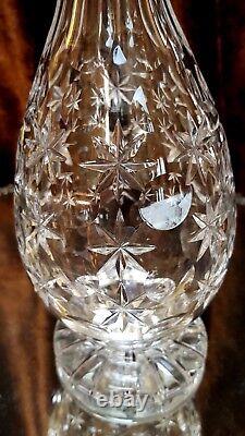 RARE PAIR American Brilliant FOOTED CUT GLASS Crystal Decanters TEARDROP STOPPER