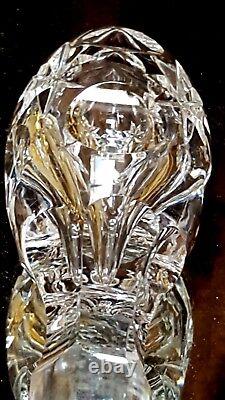 RARE PAIR American Brilliant FOOTED CUT GLASS Crystal Decanters TEARDROP STOPPER