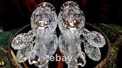 RARE PAIR American Brilliant FOOTED CUT GLASS Crystal Decanters TEARDROP STOPPER