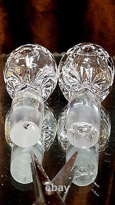 RARE PAIR American Brilliant FOOTED CUT GLASS Crystal Decanters TEARDROP STOPPER