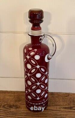 RARE Pairpoint'MONROE' Decanter Cranberry Cameo Cut Glass with Stopper