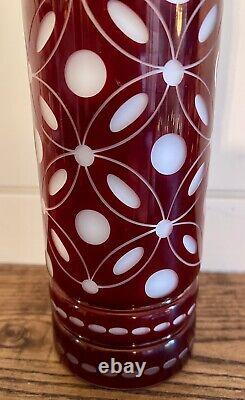 RARE Pairpoint'MONROE' Decanter Cranberry Cameo Cut Glass with Stopper