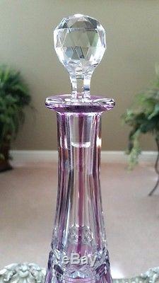 RARE Vintage BACCARAT Amethyst Purple Cut to Clear Crystal Decanter, Excellent