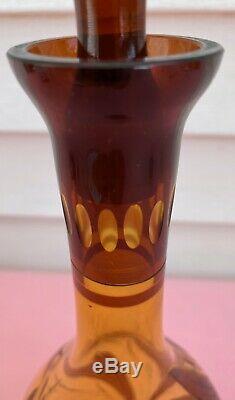 RARE Vintage Bohemian Czech Cut Glass Decanter EC BEAUTIFUL! MUST SEE