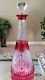 Rare! Vintage St Louis France Cranberry Red Cut To Clear Crystal Decanter