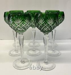 REXXFORD EMERALD GREEN CASED CUT TO CLEAR CRYSTAL GOBLETS Set Of 8