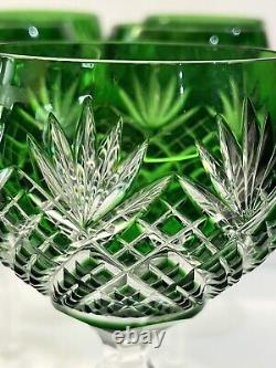 REXXFORD EMERALD GREEN CASED CUT TO CLEAR CRYSTAL GOBLETS Set Of 8