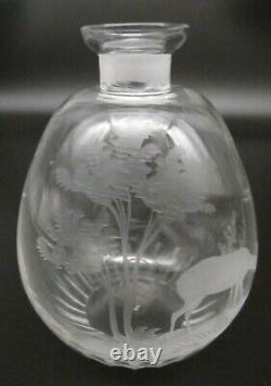 ROWLAND WARD Crystal Queen Lace WILDLIFE DEER Cut Engraved Glass 6.5 Decanter