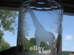 ROWLAND WARD Cut Crystal GIRAFFE Decanter BOTTLE, Moser Bohemian glass, safari