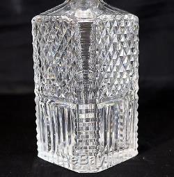 Rare 9.75 H Waterford Cut Crystal Giftware Decanter, Signed, Square Whiskey