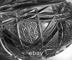Rare American Brilliant ABP Cut Glass Carafe Raised Neck Band Complex Pattern