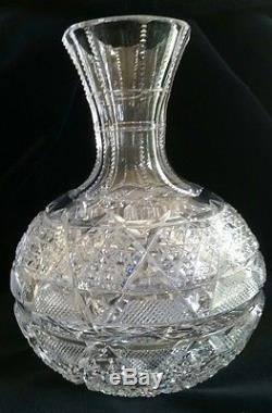 Rare Antique Abp American Brilliant Cut Glass Signed Egginton Carafe Decanter