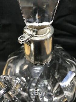 Rare Antique Abp Sinclaire Silver Mounted Locking Cut Glass Whiskey Decanter Jug