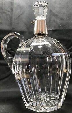 Rare Antique Abp Sinclaire Silver Mounted Locking Cut Glass Whiskey Decanter Jug
