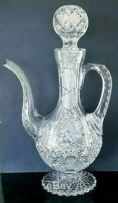 Rare Antique American Brilliant Cut Glass Abp Coffee Pot Turkish Hookah Decanter