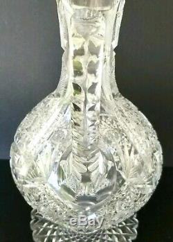 Rare Antique American Brilliant Cut Glass Abp Coffee Pot Turkish Hookah Decanter