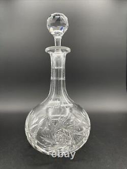 Rare! Antique American Brilliant Cut Glass Crystal Decanter 11 Tall