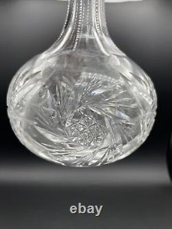 Rare! Antique American Brilliant Cut Glass Crystal Decanter 11 Tall