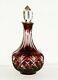 Rare Antique Baccarat Crystal Glass Ruby Red Cut To Clear Decanter Deeply Cut