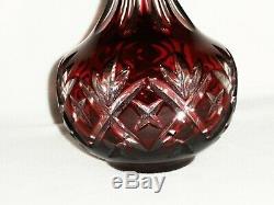 Rare Antique BACCARAT Crystal Glass Ruby Red Cut to Clear Decanter Deeply Cut