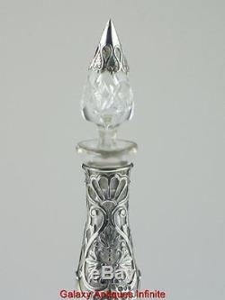 Rare Antique Solid Silver Crystal Decanter 1895 London Samuel Jacob