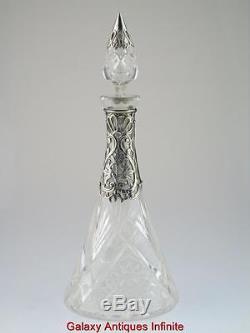 Rare Antique Solid Silver Crystal Decanter 1895 London Samuel Jacob