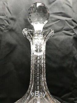 Rare Antique Superior Libbey Ellesmere Tall Cut Glass Flattened Whiskey Decanter