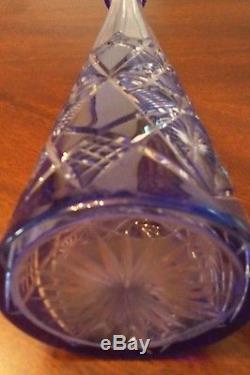 Rare Baccarat Cobalt Blue Cut To Clear Decanter Antique France Crystal