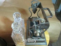 Rare Betjemanns Tantalus Cut Crystal Bottles / Prism Tops Lockable (no key)