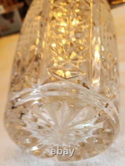 Rare Bohemian Czech Crystal 10 Vase Hand Cut 24% Lead Glass Unique Pattern
