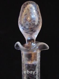 Rare Bohemian Intaglio Cut Glass Crystal Decanter Wine Bottle Moser Deer Dog