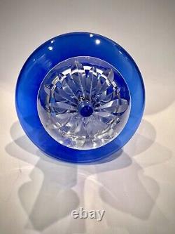 Rare Crystal Cobalt Blue To Clear Glass Decanter & Stopper Reclining Diamond