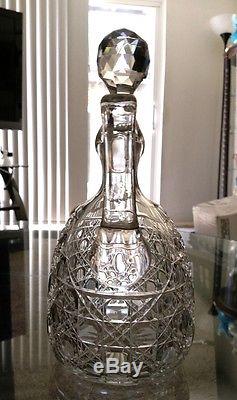 Rare Early American Brilliant Cut Glass Whiskey Jug Decanter Beautiful Shape